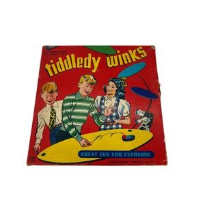 Transogram Tiddledy Winks Vintage Gold Medal Toy Game 3142 Red Box Retro Kids